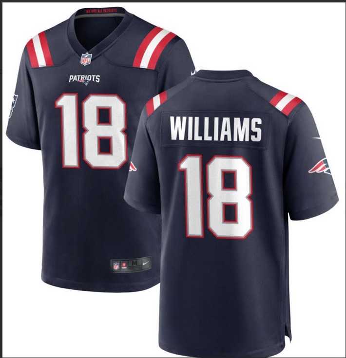 Youth  New England Patriots #18 Williams blue Nike NFL 2025 jersey->houston astros->MLB Jersey
